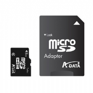 A-DATA 8GB Micro SD(SDHC) w/SD Adapter Class 2